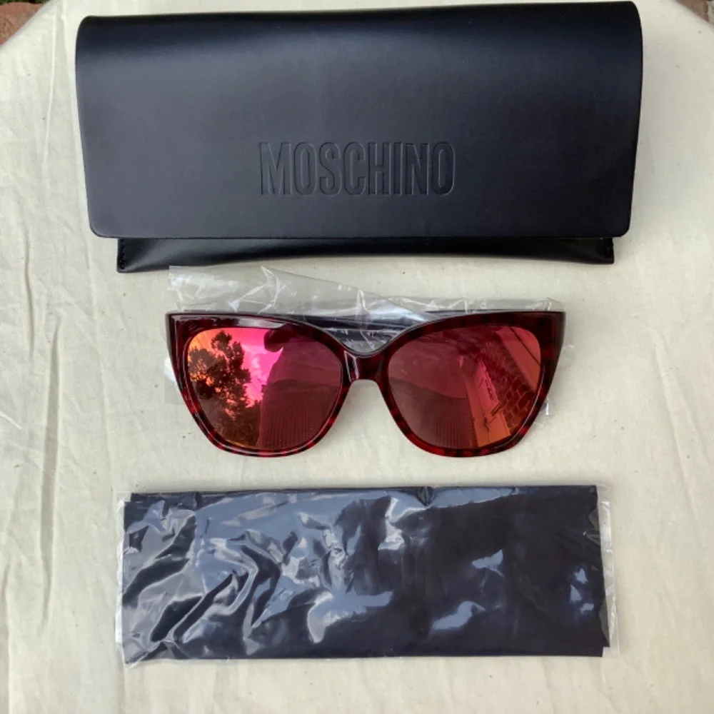 MOSCHINO Cat Eye Sunglasses Multilay 55mm Redleopard/Orange